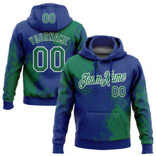 Charger l&#39;image dans la galerie, Custom Stitched Royal Kelly Green-White 3D Pattern Design Abstract Brush Stroke Sports Pullover Sweatshirt Hoodie

