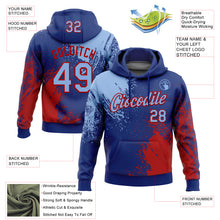 Charger l&#39;image dans la galerie, Custom Stitched Royal Light Blue-Red 3D Pattern Design Abstract Brush Stroke Sports Pullover Sweatshirt Hoodie
