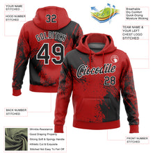 Charger l&#39;image dans la galerie, Custom Stitched Red Black-White 3D Pattern Design Abstract Brush Stroke Sports Pullover Sweatshirt Hoodie
