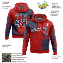 Charger l&#39;image dans la galerie, Custom Stitched Red Navy-White 3D Pattern Design Abstract Brush Stroke Sports Pullover Sweatshirt Hoodie
