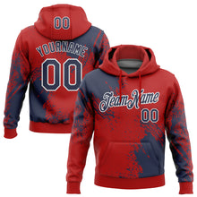 Charger l&#39;image dans la galerie, Custom Stitched Red Navy-White 3D Pattern Design Abstract Brush Stroke Sports Pullover Sweatshirt Hoodie
