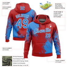 Charger l&#39;image dans la galerie, Custom Stitched Red Powder Blue-White 3D Pattern Design Abstract Brush Stroke Sports Pullover Sweatshirt Hoodie
