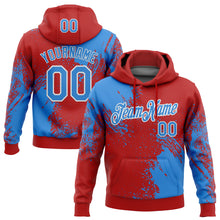 Charger l&#39;image dans la galerie, Custom Stitched Red Powder Blue-White 3D Pattern Design Abstract Brush Stroke Sports Pullover Sweatshirt Hoodie
