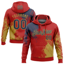 Load image into Gallery viewer, Custom Stitched Red Navy-Old Gold 3D Pattern Design Abstract Brush Stroke Sports Pullover Sweatshirt Hoodie
