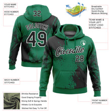 Laden Sie das Bild in den Galerie-Viewer, Custom Stitched Kelly Green Black-White 3D Pattern Design Abstract Brush Stroke Sports Pullover Sweatshirt Hoodie
