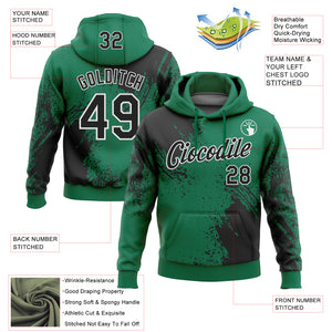 Custom Stitched Kelly Green Black-White 3D Pattern Design Abstract Brush Stroke Sports Pullover Sweatshirt Hoodie