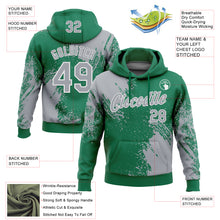 Laden Sie das Bild in den Galerie-Viewer, Custom Stitched Kelly Green Gray-White 3D Pattern Design Abstract Brush Stroke Sports Pullover Sweatshirt Hoodie
