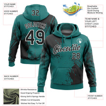 Load image into Gallery viewer, Custom Stitched Teal Black-White 3D Pattern Design Abstract Brush Stroke Sports Pullover Sweatshirt Hoodie
