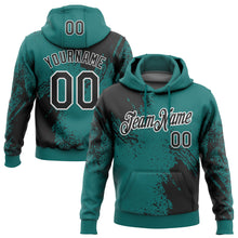 Load image into Gallery viewer, Custom Stitched Teal Black-White 3D Pattern Design Abstract Brush Stroke Sports Pullover Sweatshirt Hoodie
