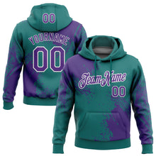 Load image into Gallery viewer, Custom Stitched Teal Purple-White 3D Pattern Design Abstract Brush Stroke Sports Pullover Sweatshirt Hoodie

