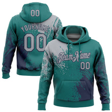 Load image into Gallery viewer, Custom Stitched Teal Gray-Navy 3D Pattern Design Abstract Brush Stroke Sports Pullover Sweatshirt Hoodie
