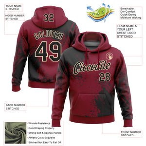 Custom Stitched Crimson Black-Cream 3D Pattern Design Abstract Brush Stroke Sports Pullover Sweatshirt Hoodie