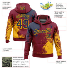 Загрузить изображение в средство просмотра галереи, Custom Stitched Crimson Navy-Gold 3D Pattern Design Abstract Brush Stroke Sports Pullover Sweatshirt Hoodie
