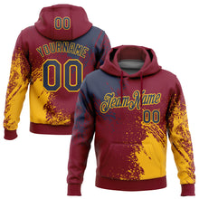 Загрузить изображение в средство просмотра галереи, Custom Stitched Crimson Navy-Gold 3D Pattern Design Abstract Brush Stroke Sports Pullover Sweatshirt Hoodie
