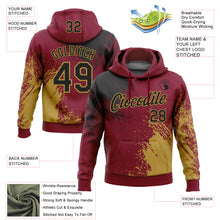 Загрузить изображение в средство просмотра галереи, Custom Stitched Crimson Black-Old Gold 3D Pattern Design Abstract Brush Stroke Sports Pullover Sweatshirt Hoodie
