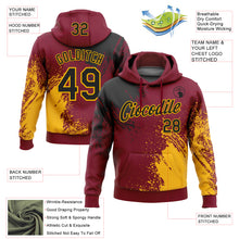 Загрузить изображение в средство просмотра галереи, Custom Stitched Crimson Black-Gold 3D Pattern Design Abstract Brush Stroke Sports Pullover Sweatshirt Hoodie
