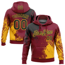 Загрузить изображение в средство просмотра галереи, Custom Stitched Crimson Black-Gold 3D Pattern Design Abstract Brush Stroke Sports Pullover Sweatshirt Hoodie
