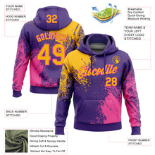 Загрузить изображение в средство просмотра галереи, Custom Stitched Purple Gold-Pink 3D Pattern Design Abstract Brush Stroke Sports Pullover Sweatshirt Hoodie
