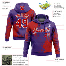 Загрузить изображение в средство просмотра галереи, Custom Stitched Purple Red-White 3D Pattern Design Abstract Brush Stroke Sports Pullover Sweatshirt Hoodie
