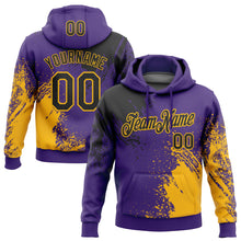 Загрузить изображение в средство просмотра галереи, Custom Stitched Purple Black-Gold 3D Pattern Design Abstract Brush Stroke Sports Pullover Sweatshirt Hoodie
