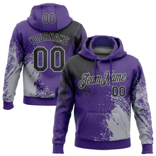 Загрузить изображение в средство просмотра галереи, Custom Stitched Purple Black-Gray 3D Pattern Design Abstract Brush Stroke Sports Pullover Sweatshirt Hoodie
