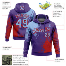 Загрузить изображение в средство просмотра галереи, Custom Stitched Purple Light Blue-Red 3D Pattern Design Abstract Brush Stroke Sports Pullover Sweatshirt Hoodie
