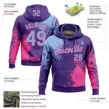 Загрузить изображение в средство просмотра галереи, Custom Stitched Purple Light Blue-Pink 3D Pattern Design Abstract Brush Stroke Sports Pullover Sweatshirt Hoodie
