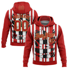Charger l&#39;image dans la galerie, Custom Stitched Red White Black-Old Gold 3D Pattern Design Stripe Sports Pullover Sweatshirt Hoodie
