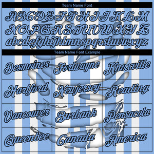 Custom Stitched Light Blue White-Black 3D Pattern Design Stripe Sports Pullover Sweatshirt Hoodie