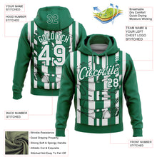 Load image into Gallery viewer, Custom Stitched Kelly Green White 3D Pattern Design Stripe Sports Pullover Sweatshirt Hoodie
