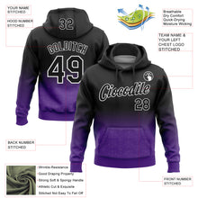 Load image into Gallery viewer, Custom Stitched Black Purple-White 3D Pattern Design Fade Floral Sports Pullover Sweatshirt Hoodie
