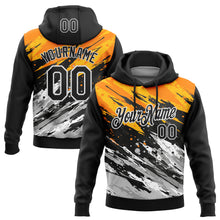 Load image into Gallery viewer, Custom Stitched Black Yellow-Gray 3D Pattern Design Splash Sports Pullover Sweatshirt Hoodie
