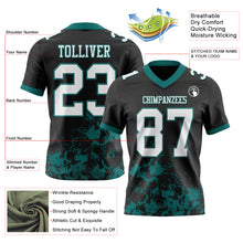 Загрузить изображение в средство просмотра галереи, Custom Black White-Teal 3D Pattern Splash Authentic Football Jersey
