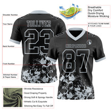 Загрузить изображение в средство просмотра галереи, Custom Black Silver 3D Pattern Splash Authentic Football Jersey
