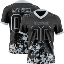Загрузить изображение в средство просмотра галереи, Custom Black Silver 3D Pattern Splash Authentic Football Jersey
