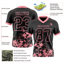 Загрузить изображение в средство просмотра галереи, Custom Black Medium Pink 3D Pattern Splash Authentic Football Jersey
