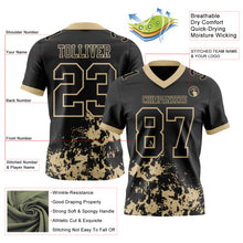 Загрузить изображение в средство просмотра галереи, Custom Black Vegas Gold 3D Pattern Splash Authentic Football Jersey

