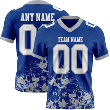 Загрузить изображение в средство просмотра галереи, Custom Royal White-Gray 3D Pattern Splash Authentic Football Jersey
