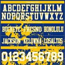 Загрузить изображение в средство просмотра галереи, Custom Royal White-Yellow 3D Pattern Splash Authentic Football Jersey
