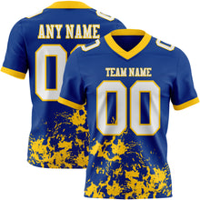 Загрузить изображение в средство просмотра галереи, Custom Royal White-Yellow 3D Pattern Splash Authentic Football Jersey
