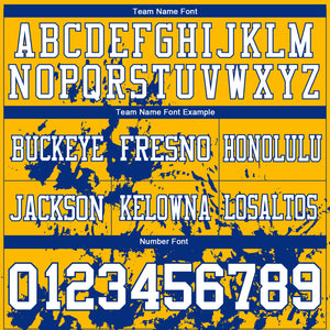Custom Gold White-Royal 3D Pattern Splash Authentic Football Jersey