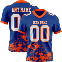 Загрузить изображение в средство просмотра галереи, Custom Royal White-Orange 3D Pattern Splash Authentic Football Jersey
