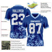 Загрузить изображение в средство просмотра галереи, Custom Royal White-Light Blue 3D Pattern Splash Authentic Football Jersey
