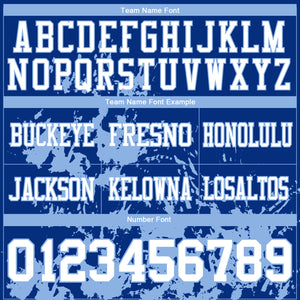 Custom Royal White-Light Blue 3D Pattern Splash Authentic Football Jersey