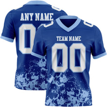 Загрузить изображение в средство просмотра галереи, Custom Royal White-Light Blue 3D Pattern Splash Authentic Football Jersey
