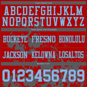 Custom Red Light Blue-Steel Gray 3D Pattern Splash Authentic Football Jersey
