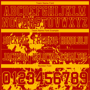 Custom Red Gold 3D Pattern Splash Authentic Football Jersey