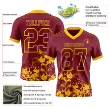 Загрузить изображение в средство просмотра галереи, Custom Crimson Gold 3D Pattern Splash Authentic Football Jersey
