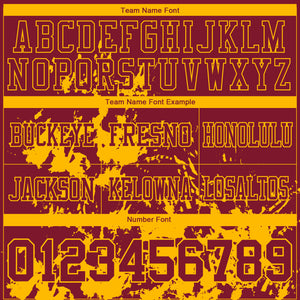 Custom Crimson Gold 3D Pattern Splash Authentic Football Jersey