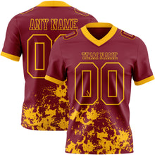 Загрузить изображение в средство просмотра галереи, Custom Crimson Gold 3D Pattern Splash Authentic Football Jersey
